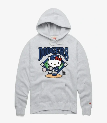 Homage Grey Hello Kitty x Los Angeles Dodgers Pitch Hoodie For Unisex