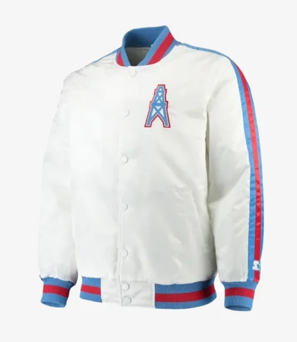 Houston Oilers Throwback D-Line Varsity Satin Jacket For Unisex