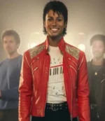 Unisex Jaafar Jackson Michael Beat It Red Leather Jacket