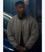 Jamie Foxx Back in Action 2025 Matt Grey Bomber Jacket