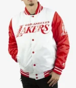 LA Lakers White and Red Satin Jacket For Unisex