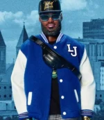 Unisex LeBARBIE LeBron James Blue and White Varsity Jacket