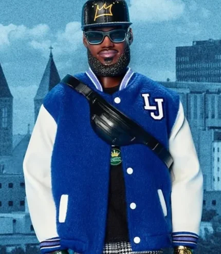 Unisex LeBARBIE LeBron James Blue and White Varsity Jacket