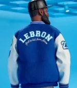 LeBARBIE LeBron James Blue and White Varsity Jacket