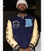 Unisex LeBron James Motown Records Blue & Beige Wool Varsity Jacket