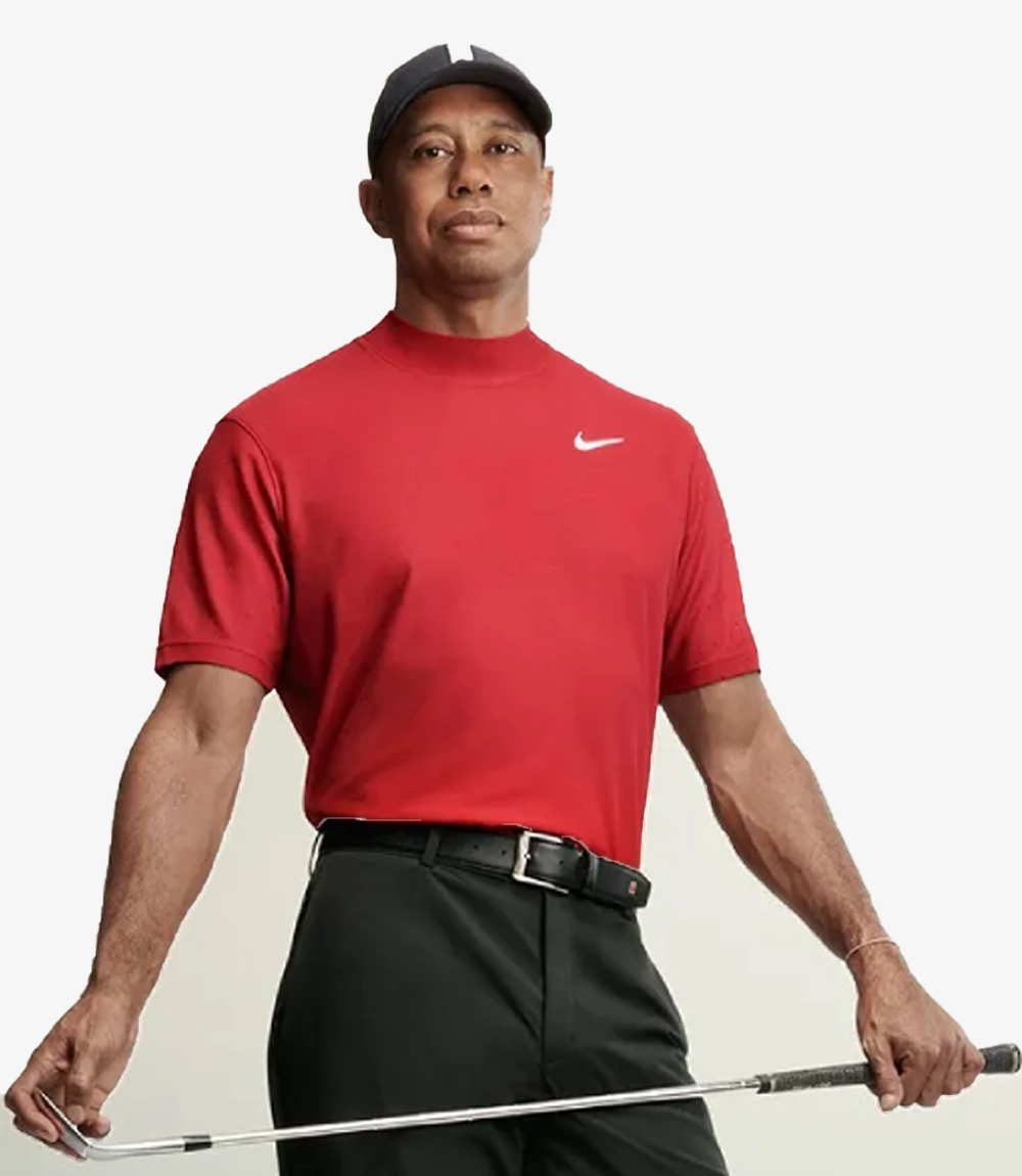 Nike Tiger Woods 2026 Mock Neck Red Golf Shirt Unisex Nike Tiger Woods 2026 Mock Neck Red Golf Shirt
