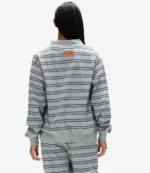 Striped Mockneck Pullover Sweatshirt