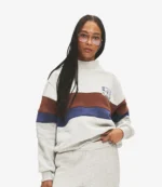 Parke Vintage Striped With Nostalgia Patch Mockneck Sweatshirt For Unisex
