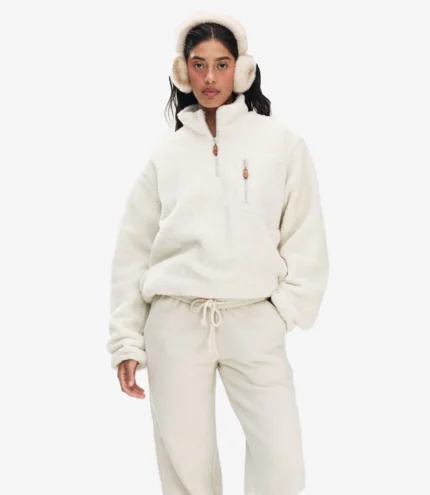 Quarter Zip Fleece Pullover Sweatshirt For Unisex