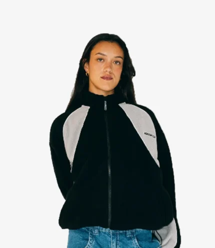 Unisex Rusty Two Tides Zip Through Sherpa Fleece Jacket