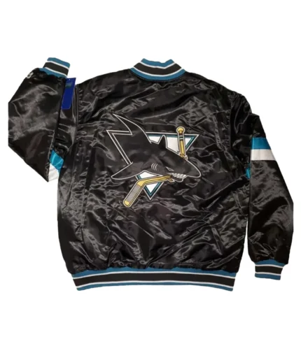 San Jose Sharks Striped Black Satin Jacket