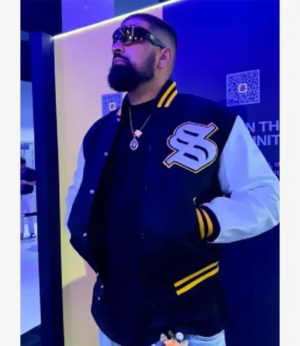 Unisex Solflare Black and White Wool Varsity Jacket