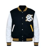 Solflare Black and White Wool Varsity Jacket