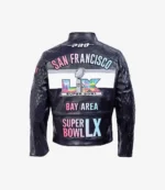 Super Bowl LX Moto Black Leather Jacket