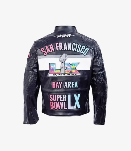 Super Bowl LX Moto Black Leather Jacket