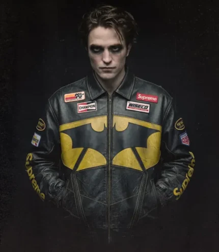 Supreme x The Batman Gotham City Black Leather Jacket