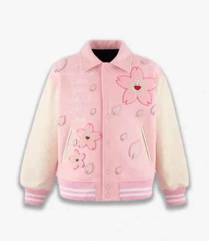 Unisex Takashi Murakami Japan Mononoke Sakura Varsity Jacket