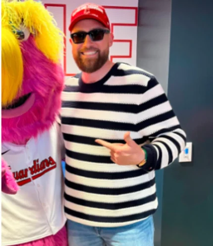 Unisex Travis Kelce Cleveland Guardians Game Striped Crochet Sweater