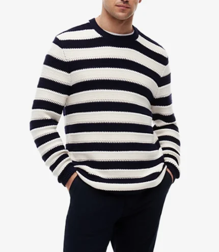 Travis Kelce Cleveland Guardians Game Striped Crochet Sweater