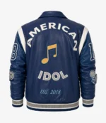 American Idol S24 Lionel Richie Blue Leather Jacket For Unisex