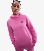 Nike Pink Fleece Pullover Hoodie For Unisex