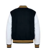 Solflare Black and White Wool Varsity Jacket For Unisex