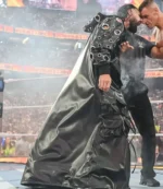 WWE 2026 WrestleMania 42 Seth Rollins Black Leather Hooded Long Coat For Unisex