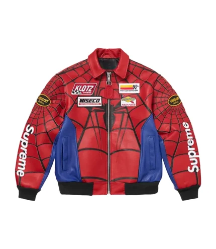 Unisex Vanson Leather x Supreme Spider-Man Bomber Leather Jacket