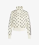 Vintage Polka Dot Satin Black And White Track Jacket For Unisex