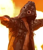 WWE 2026 WrestleMania 42 Seth Rollins Black Leather Hooded Long Coat