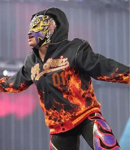 Unisex World Wrestling Entertainment SummerSlam 20th Anniversary Rey Fenix Hooded Varsity Jacket