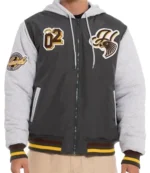 Australian Football League 2026 Hawthorn Hawks Patchwork Grey and White Hooded Bomber Jacket For Unisex