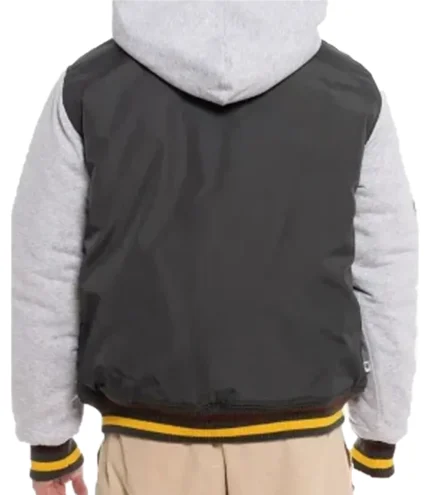Australian Football League 2026 Hawthorn Hawks Patchwork Grey and White Hooded Bomber Jacket