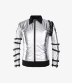 Bad World Tour Michael Jackson Silver Satin Jacket For Unisex