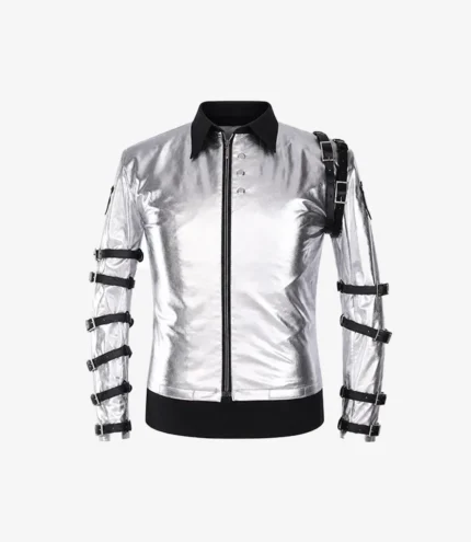 Bad World Tour Michael Jackson Silver Satin Jacket For Unisex