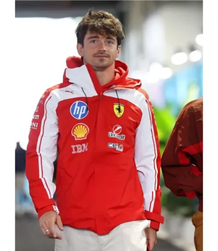 Unisex Charles Leclerc Miami Grand Prix Red & White F1 Jacket