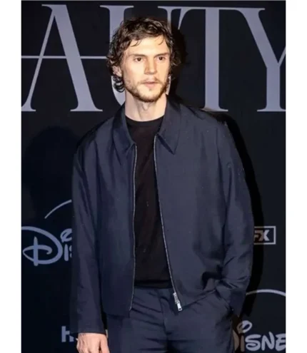 Evan Peters The Beauty 2026 Cooper Madsen Blue Cotton Jacket
