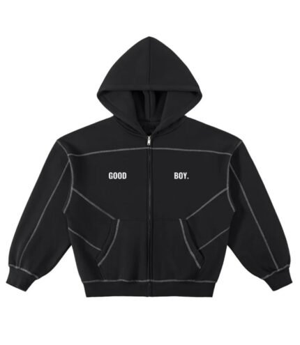 Good BOY X TOM Contrast‑Stitched Boxy Zip Hoodie 1