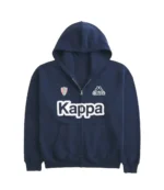 Unisex Hollister x Kappa 2026 Navy Blue Boxy Zip-Up Logo Hoodie