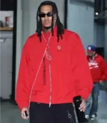 Unisex Jordan Clarkson New York Knicks vs Atlanta Hawks 2026 NBA Red Porsche Jacket