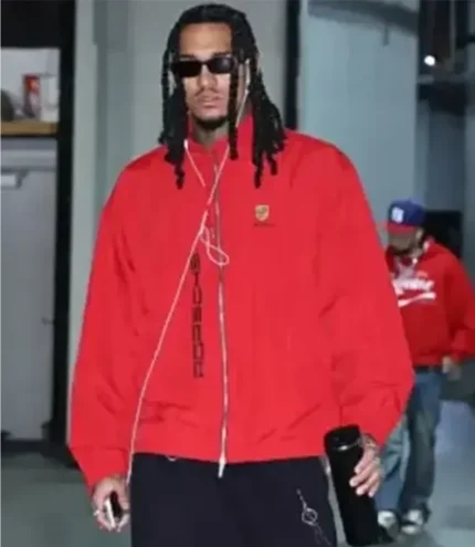 Unisex Jordan Clarkson New York Knicks vs Atlanta Hawks 2026 NBA Red Porsche Jacket
