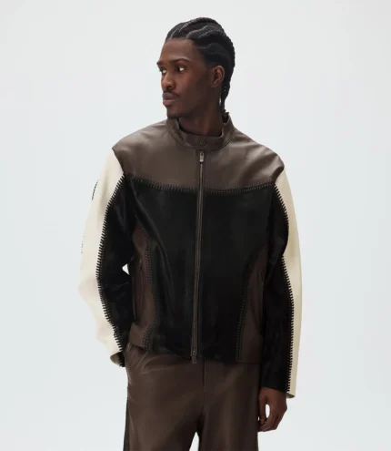 &Kin Combo Leather Avari Moto Jacket