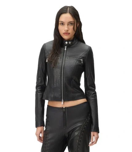 Lisa for Kith Nikita Monogram Leather Zip Top
