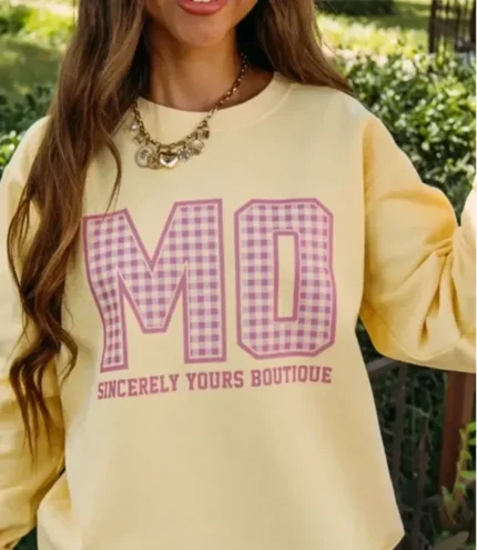 Sincerely Yours Yellow Crewneck Fleece Sweatshirt