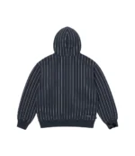Supreme Devils Logo Navy Blue Stripped Zip Up Hooded Jacket