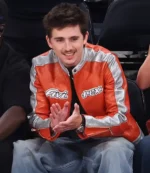 Timothée Chalamet Avirex Orange Cropped Leather Jacket