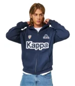 Hollister x Kappa 2026 Navy Blue Boxy Zip-Up Logo Hoodie For Unisex