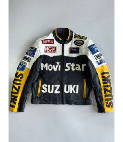 Vintage Suzuki MoviStar Racing Motorcycle Leather Jacket F1 1