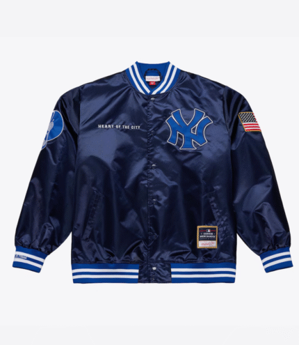 Yankees Jay-Z The Blueprint x Mitchell & Ness Navy Satin Full-Snap Jacket 1