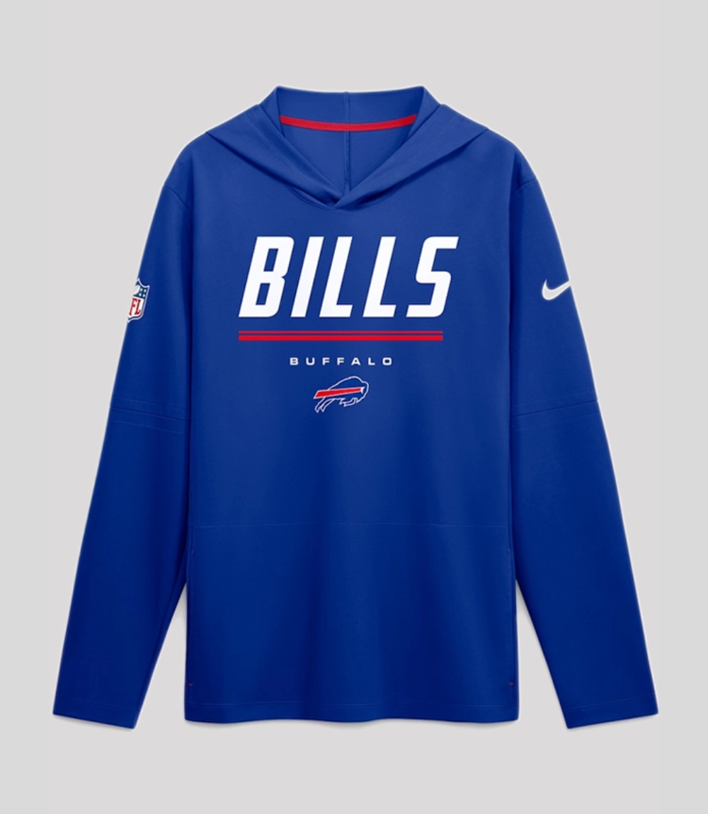 2026 Buffalo Bills Sideline Long Sleeve Hooded T-Shirt 1 2026 Buffalo Bills Sideline Long Sleeve Hooded T-Shirt 1